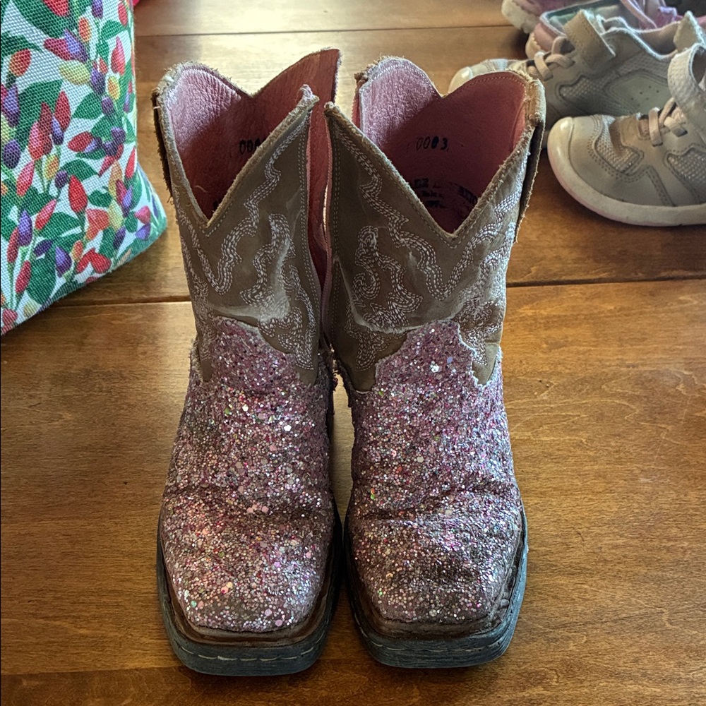Roper Glittery Pink and Tan Kids Boots